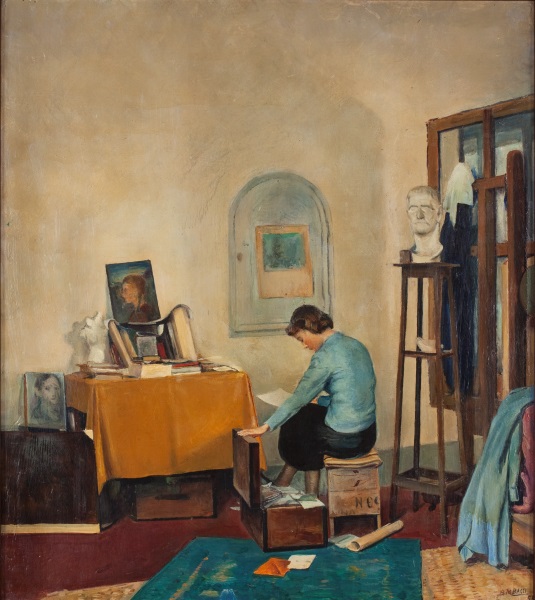 Baccio Maria Bacci, Vecchie carte, 1953, olio su compensato Baccio Maria Bacci, Vecchie carte, 1953, olio su compensato
