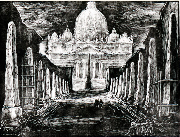 Mimì Quilici Buzzacchi, Obelischi, 1950, xilografia