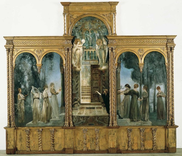 Giulio Aristide Sartori, Le Vergini savie e le Vergini stolte 1890-1891, olio su tavola Giulio Aristide Sartori, Le Vergini savie e le Vergini stolte 1890-1891, olio su tavola