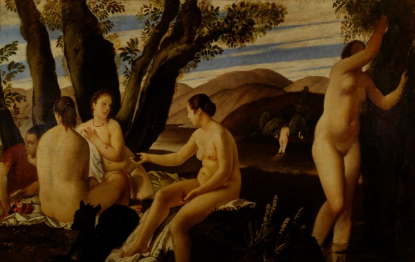 Felice Carena, Bagnanti, 1925, olio su tavola