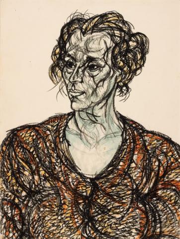 Moholy-Nagy László, Ritratto di donna, cc. 1920, carboncino, matita, acquarello su carta", 630×480 mm; Debrecen, Collezione Antal – Lusztig		