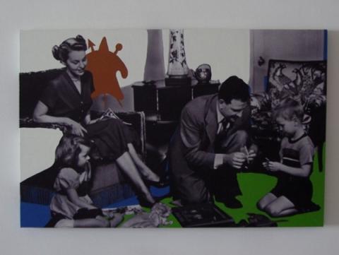 Laura Palmieri, L’unità dell’ipocrisia, 2005, smalto e plotter su tela, 45x70 cm