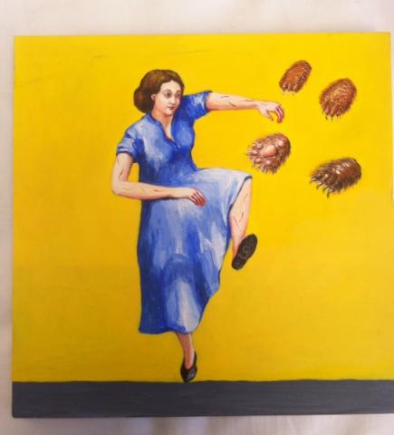 Paola Gandolfi, I graffi della mente, 2015, olio carta in telata 