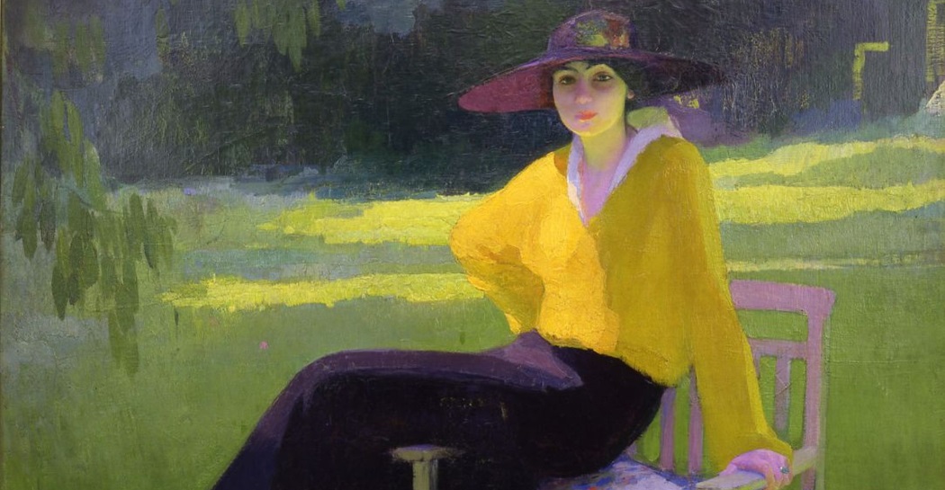 Amedeo Bocchi, Nel parco, 1919, olio su tela-particolare Amedeo Bocchi, Nel parco, 1919, olio su tela-particolare