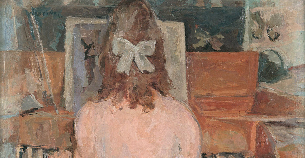 Piero Martina, Ragazza al clavicembalo, 1940, Olio su tela, 71 × 90 cm, collezione privata Piero Martina, Ragazza al clavicembalo, 1940, Olio su tela, 71 × 90 cm, collezione privata