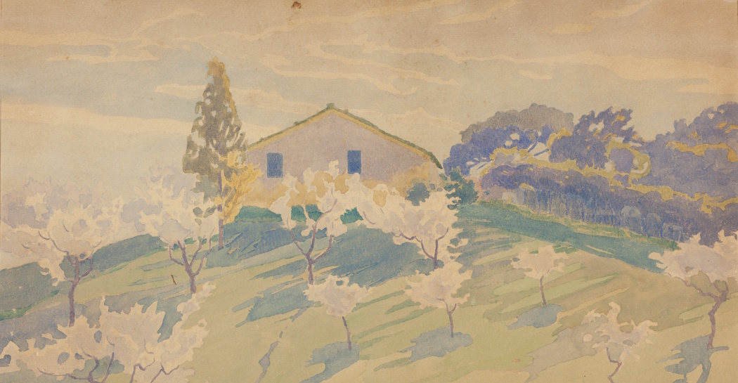 Mandorli di Pompeo Fabri, 1915, acquerello su carta, 350x540mm, AM 199