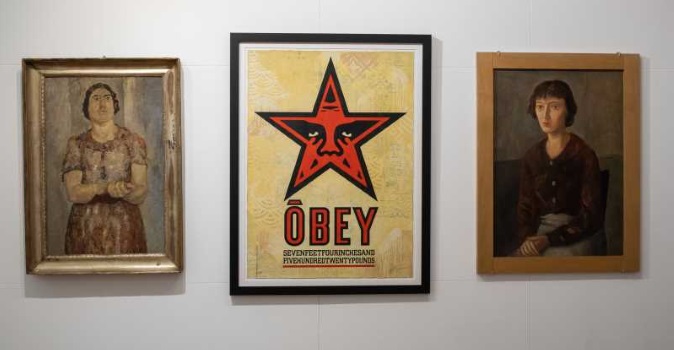 Allestimento mostra Shepard Fairey. 3 decades of dissent 