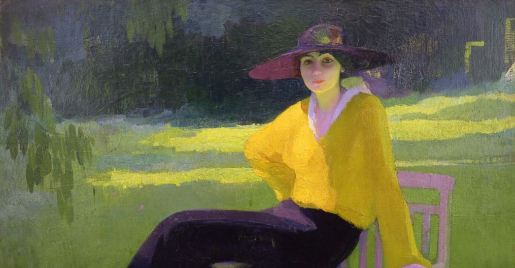 Amedeo Bocchi, Nel parco, 1919, olio su tela-particolare