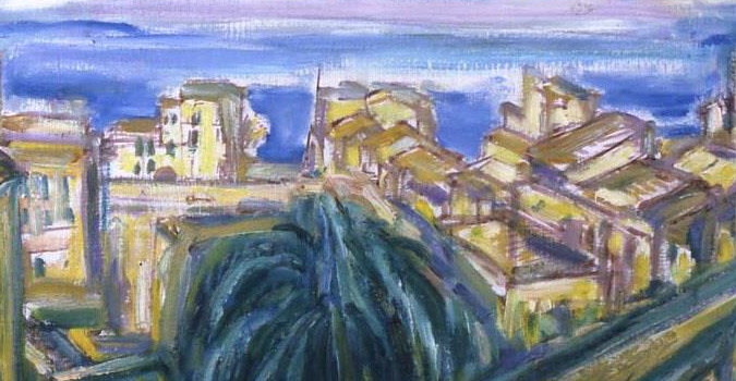 Veduta di Anguillara (1938, olio su tela, inv. AM 4001), particolare