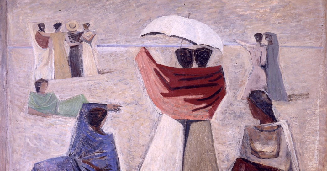 Massimo Campigli (Max Ihlenfeldt), Le spose dei marinai, 1934, olio su tela-particolare