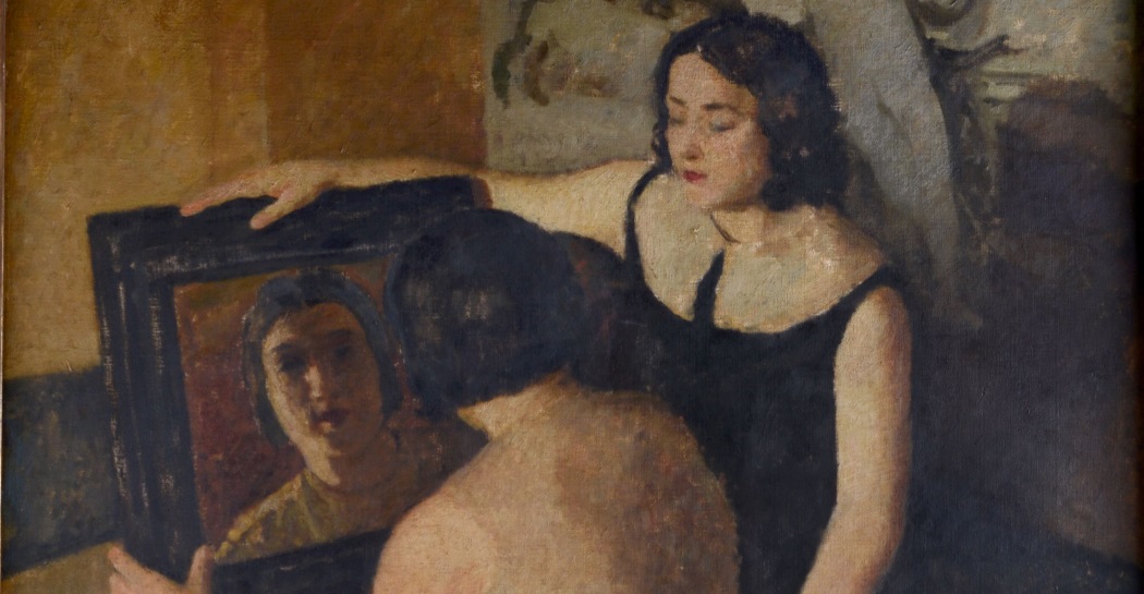 Cesare Breveglieri, Le sorelle, 1929-1930, olio su tela-particolare