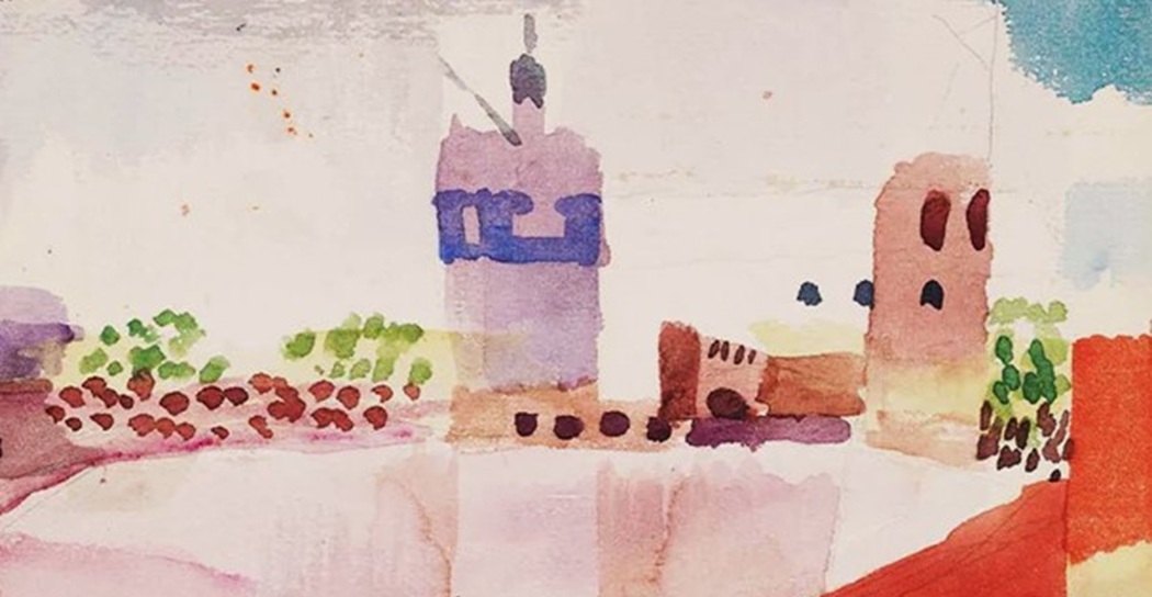 Niki Berlinguer, “Da Paul Klee. Hammamet e la sua moschea”, s.d., arazzo ricamato (© Il Cigno) Niki Berlinguer, “Da Paul Klee. Hammamet e la sua moschea”, s.d., arazzo ricamato (© Il Cigno)