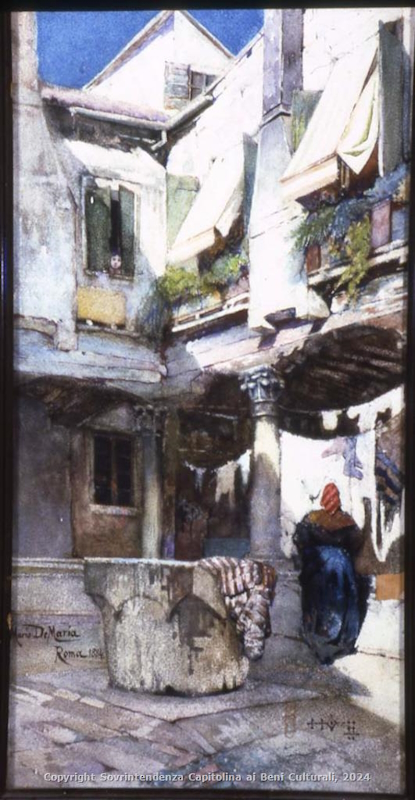 Mario De Maria (Marius Pictor), Interno - Corte di casa medievale, 1884 Mario De Maria (Marius Pictor), Interno - Corte di casa medievale, 1884