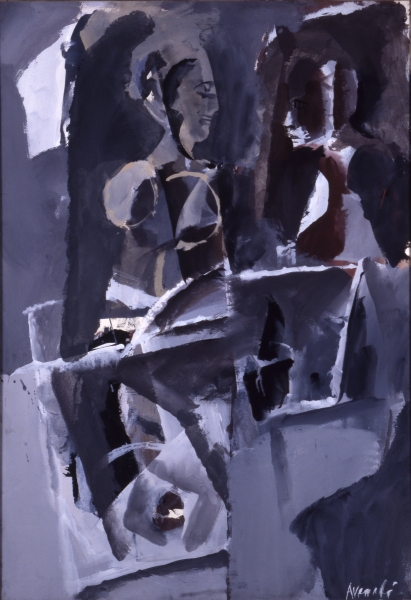 Uomo e donna n.2, 1965, tempera su carta incollata su compensato, Roma, Archivio Marcello Avenali 