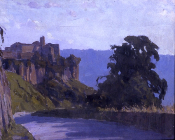 Umberto Prencipe, La città del silenzio, 1918, olio su cartone 