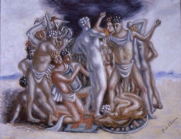 Giorgio de Chirico, Combattimento di gladiatori (1933-1934), olio su tela