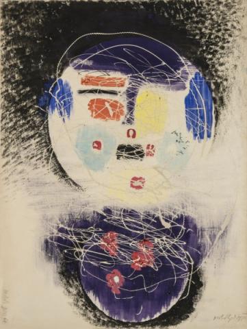 Moholy-Nagy László, Costruzione spatiale, 1945, tempera, inchiostro, su carta, 500×374 mm, Museo Déri di Debrecen, Collezione Antal – Lusztig