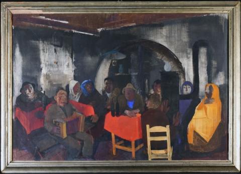 Vilmos Aba-Novák, Osteria, 1931,tempera su compensato, Roma, Galleria d’Arte Moderna