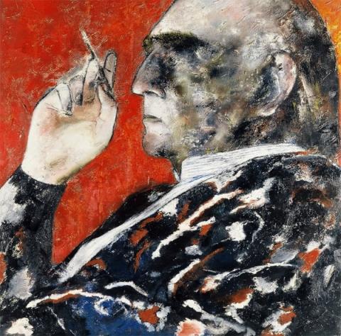 Alberto, 1994, olio e fusaggine su tela, 140 x 140 cm