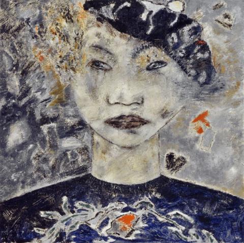 Autoritratto con il berretto nero, 1992, olio su tela, cm 100 x 100