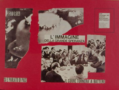 Eugenio - Miccini - Il cuore tornerà a battere - 1963 collage - Collezione Palli, Prato