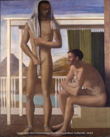 Franco Gentilini_Giovani in riva al mare  (1934, tempera su tela, inv. AM 1042) 