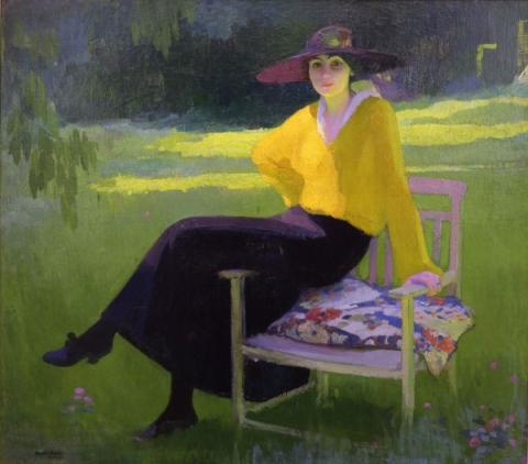 Amedeo Bocchi, Nel parco, 1919, olio su tela