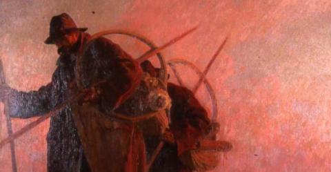 Vittorio Grassi (Roma 1878 - 1958) I civettari (particolare) 1913 Olio su tela, cm 231x231 Inv. AM  7