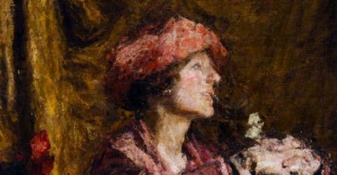 Enrica in viola, Antonio Mancini, 1920 ca. Enrica in viola, Antonio Mancini, 1920 ca.