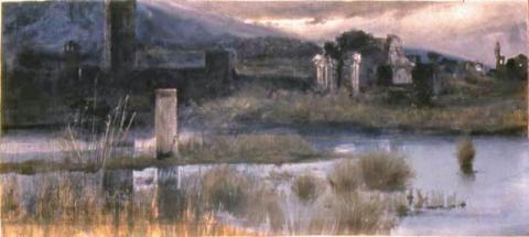 Giulio Aristide Sartorio, Veduta di Ninfa, 1890 Giulio Aristide Sartorio, Veduta di Ninfa, 1890
