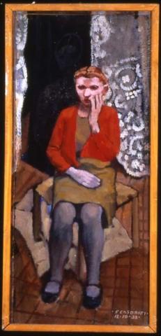 Felice Casorati, Giubbetto rosso, 1938, olio su tavola, Galleria d’Arte moderna di Roma Capitale