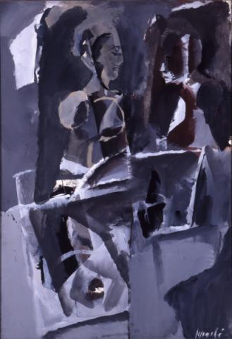 Uomo e donna n.2, 1965, tempera su carta incollata su compensato, Roma, Archivio Marcello Avenali 