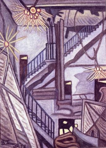 Benvenuto Ferrazzi, Interno, 1958, olio su tavoletta