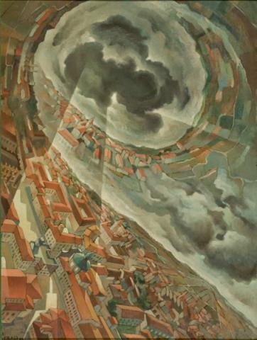 Tullio Crali, Vite orizzontale, 1938, olio su compensato
