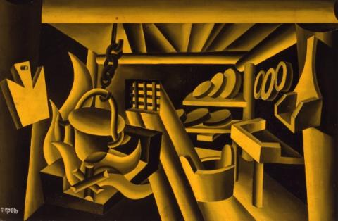 Fortunato Depero, Polenta a fuoco duro (1924-1926), olio su tela