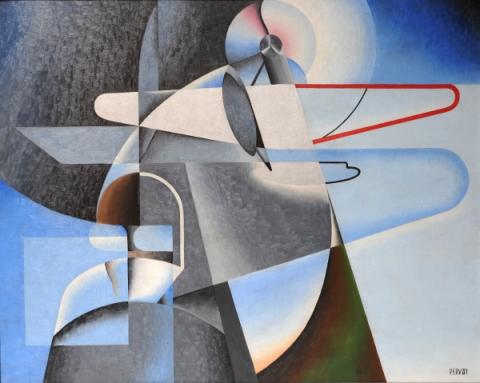 Osvaldo Peruzzi, Aeropittura (1934), olio su cartone