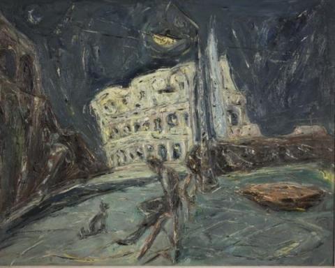 Giovanni Stradone, Incontro al Colosseo, 1956, olio su tela