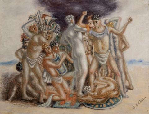 Giorgio de Chirico, Combattimento di gladiatori, 1933-1934, olio su tela