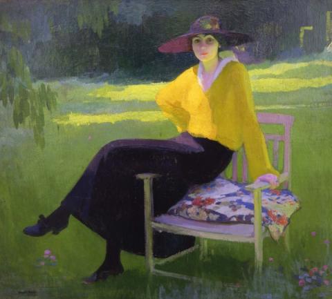 Amedeo Bocchi, Nel parco, 1919, olio su tela