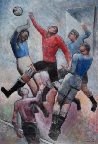 Carlo Carrà, Partita di calcio (Sintesi di una partita di calcio), 1934, olio su tela